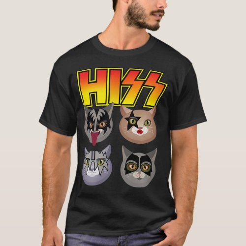 Hiss Funny Cats Kittens Rock Rockin T_Shirt