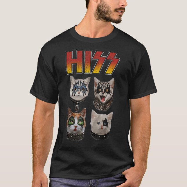 Hiss Funny Cute Cat Mom Kitten Cats  Rock  Tee (Front)