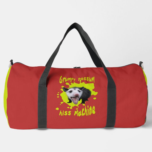 Hiss Machine Funny Grumpy Opossum Feral Humor Duffle Bag (Front)