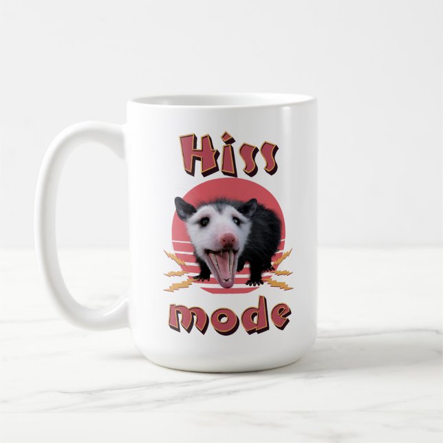 Hiss Mode Funny Opossum Chaotic Animal Coffee Mug (Left)