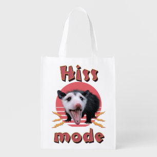 Hiss Mode Funny Opossum Chaotic Animal Grocery Bag
