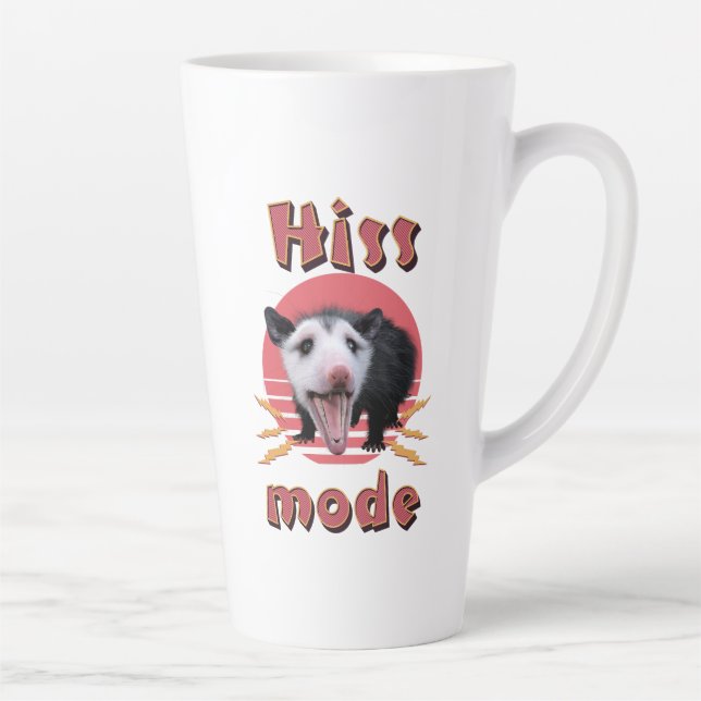 Hiss Mode Funny Opossum Chaotic Animal Latte Mug (Right)