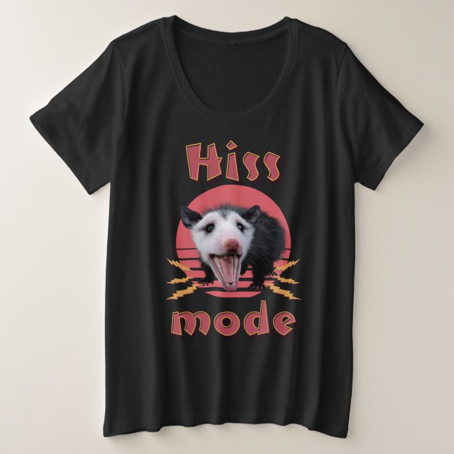 Hiss Mode Funny Opossum Hissing Plus Size T-Shirt (Design Front)