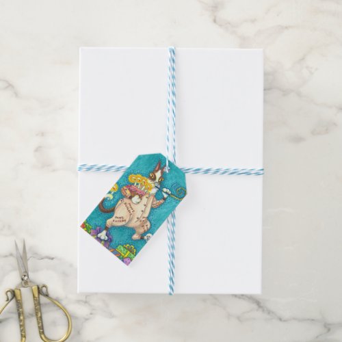 HISS N FITZ CAT IN BIRTHDAY SUIT CAKE  CANDLES GIFT TAGS