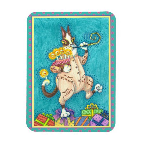 HISS N FITZ CAT IN BIRTHDAY SUIT CAKE  CANDLES MAGNET