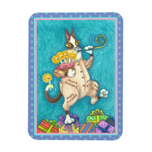 HISS N FITZ CAT IN BIRTHDAY SUIT CAKE  CANDLES MAGNET