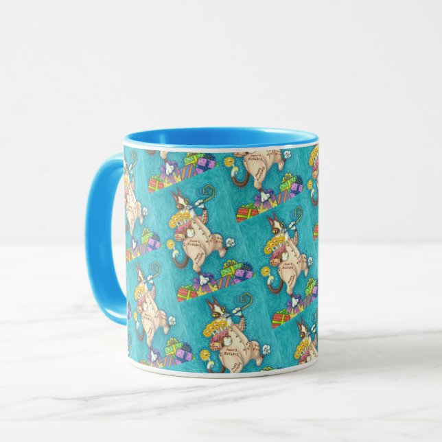 HISS N' FITZ CAT IN BIRTHDAY SUIT, CAKE & CANDLES MUG (Front Left)
