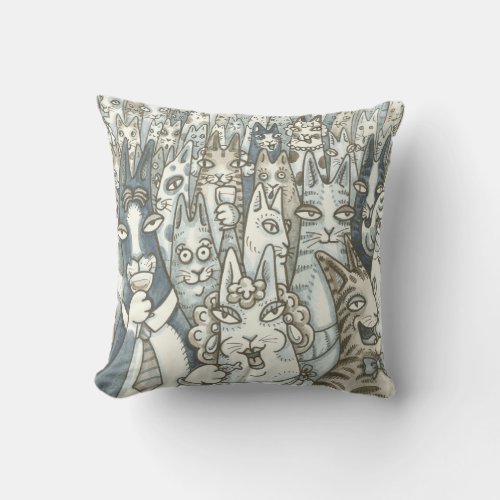 Hiss N Fitz CAT PARTY Outdoor THROW PILLOW