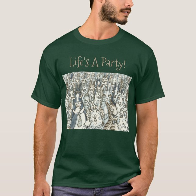 Hiss N' Fitz CAT PARTY T SHIRT Mens (Front)