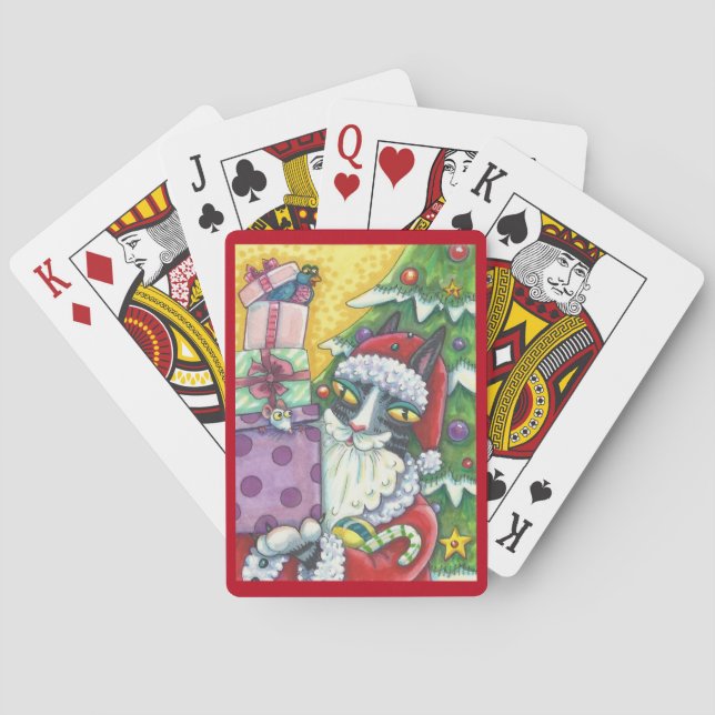 Hiss N' Fitz CAT SANTA CHRISTMAS PLAYING CARDS (Back)