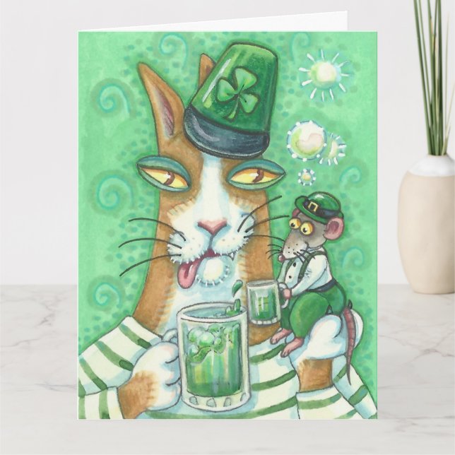 Hiss N' Fitz Cat ST. PATRICK'S DAY CARD Large (Front)