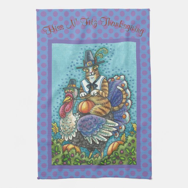HISS N' FITZ CAT, THANKSGIVING KITCHEN TOWEL (Vertical)
