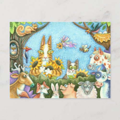 HISS N FITZ CATS AND MENAGERIE OF FRIENDS FUNNY POSTCARD