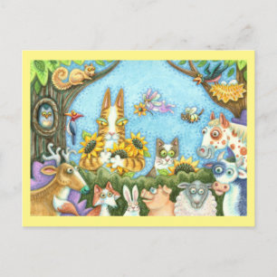 HISS N' FITZ CATS AND MENAGERIE OF FRIENDS, FUNNY POSTCARD