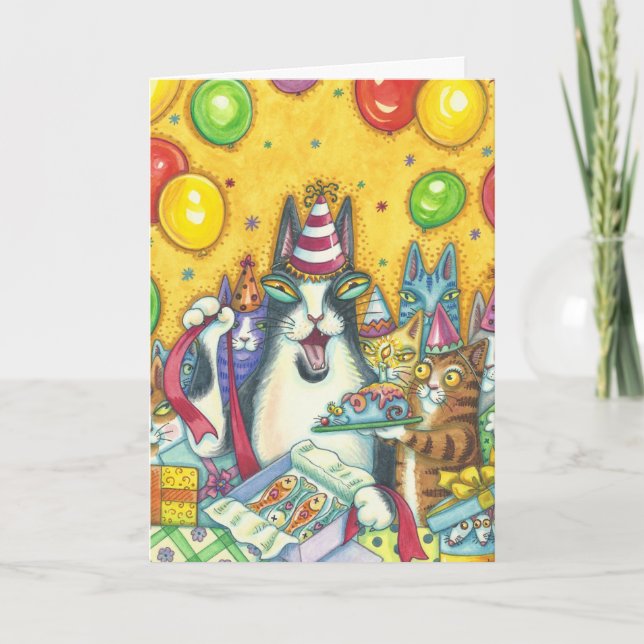 Hiss N' Fitz Cats HAPPY BIRTHDAY CARD Large (Front)