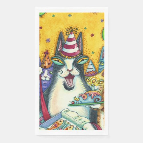 HISS N FITZ CATS KITTENS MICE FUNNY BIRTHDAY PAPER GUEST TOWELS