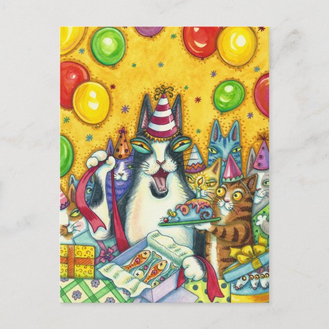 HISS N' FITZ CATS, KITTENS, MICE, FUNNY BIRTHDAY POSTCARD (Front)