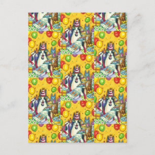 HISS N' FITZ CATS, KITTENS, MICE, FUNNY BIRTHDAY POSTCARD