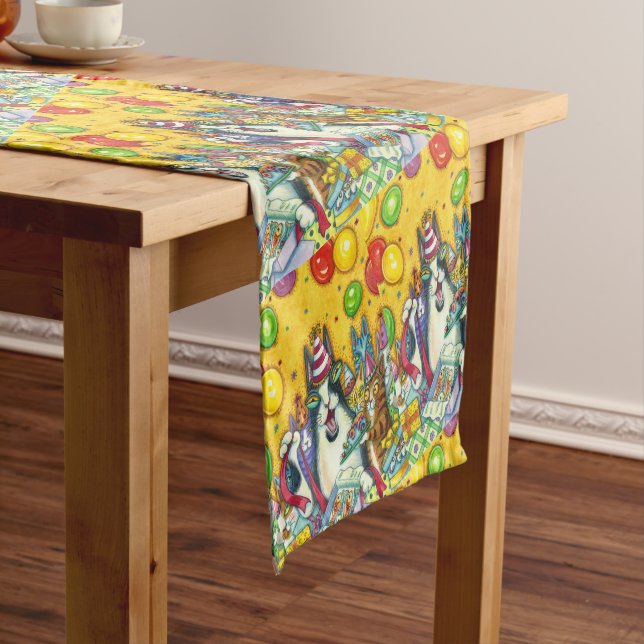 HISS N' FITZ CATS, KITTENS, MICE, FUNNY BIRTHDAY SHORT TABLE RUNNER (In Situ)