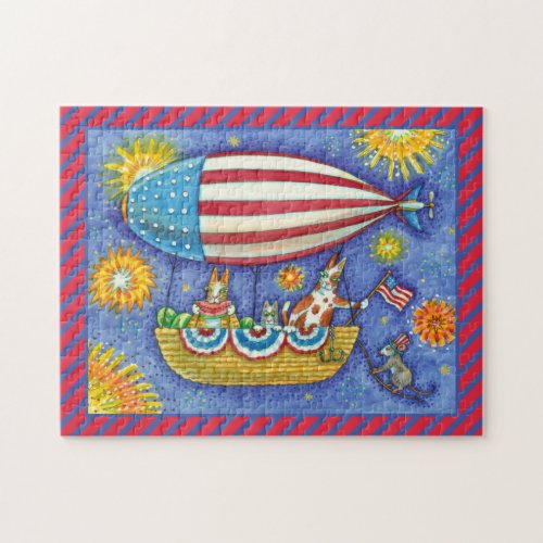 HISS N FITZ CATS  MOUSE IN 4TH OF JULY ZEPPELIN JIGSAW PUZZLE