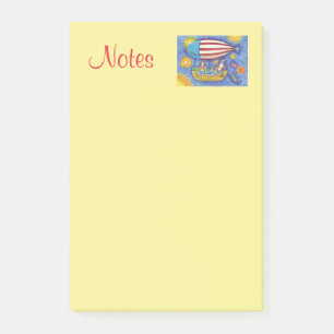HISS N' FITZ CATS & MOUSE IN 4TH OF JULY ZEPPELIN POST-IT NOTES