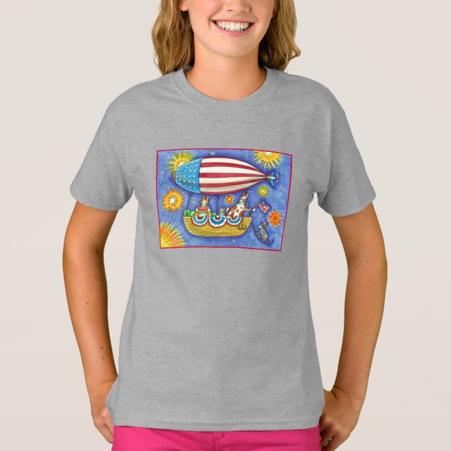 HISS N' FITZ CATS & MOUSE IN 4TH OF JULY ZEPPELIN T-Shirt (Front)