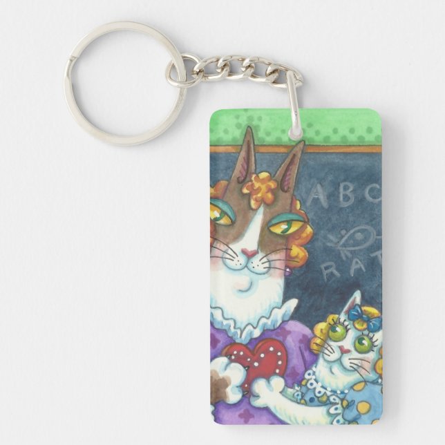 Hiss N' Fitz Cats TEACHER'S PET KEYCHAIN Customize (Front)