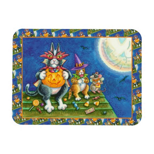 HISS N' FITZ CATS, TRICK OR TREAT FUNNY HALLOWEEN MAGNET