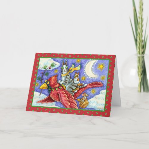 HISS N FITZ FUNNY CATS GIANT CHRISTMAS CARDINAL  HOLIDAY CARD