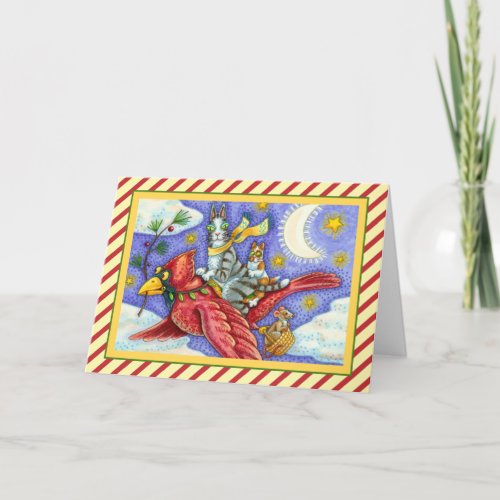 HISS N FITZ FUNNY CATS GIANT CHRISTMAS CARDINAL  HOLIDAY CARD