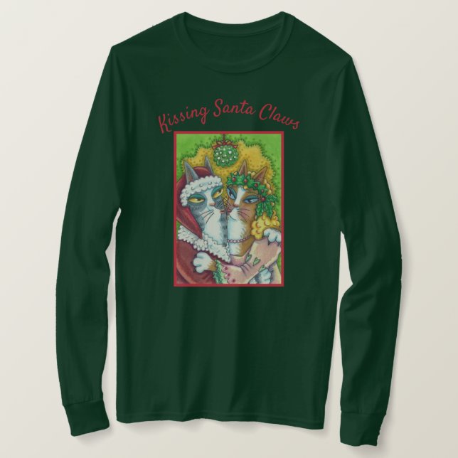 HISS N' FITZ KISSING SANTA CLAWS CHRISTMAS T-SHIRT (Design Front)