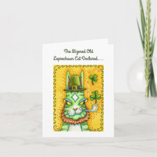 HISS N' FITZ LEPRECHAUN, ST. PADDY'S DAY FUNNY CAT HOLIDAY CARD