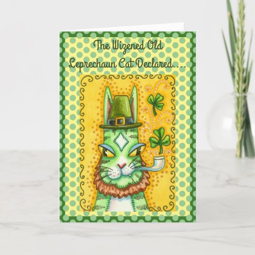 HISS N FITZ LEPRECHAUN ST PADDYS DAY FUNNY CAT HOLIDAY CARD