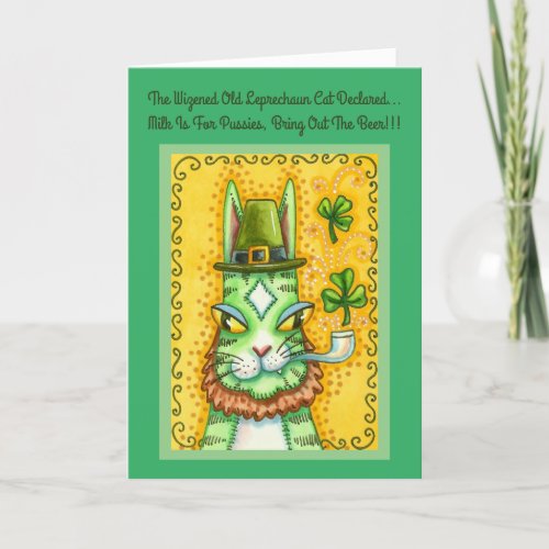 HISS N FITZ LEPRECHAUN ST PADDYS DAY FUNNY CAT HOLIDAY CARD