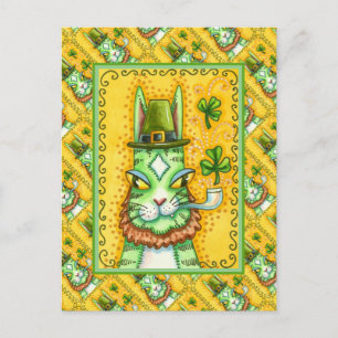 HISS N' FITZ LEPRECHAUN, ST. PADDY'S DAY FUNNY CAT POSTCARD