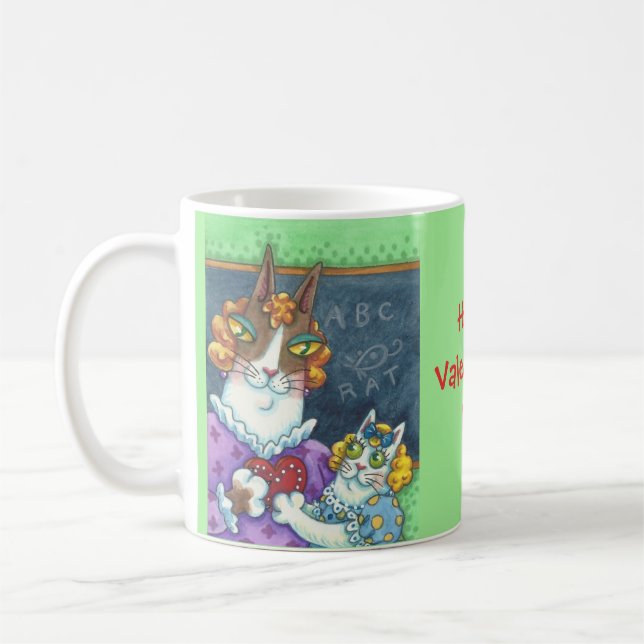 Hiss N' Fitz Teacher's Pet VALENTINE CAT MUG (Left)