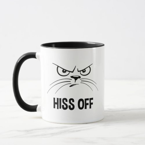 Hiss Off Funny Angry Cat Mug