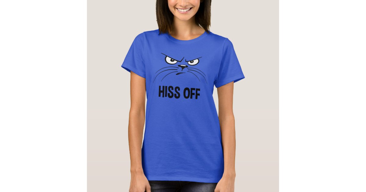 Hiss Off Angry Cat Face Funny Cute Unisex T-Shirt - Sandilake Clothing