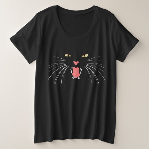 Hissing Cat Golden Eyes Plus_Size T_Shirt