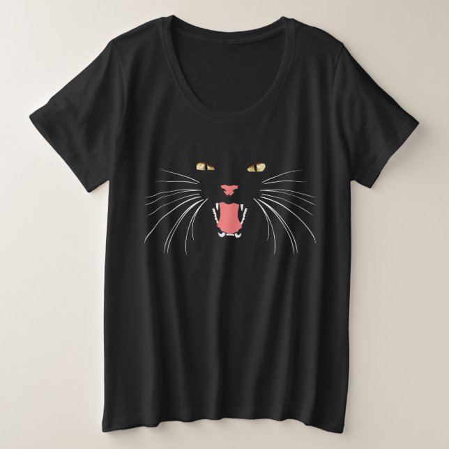 Hissing Cat Golden Eyes Plus-Size T-Shirt (Design Front)