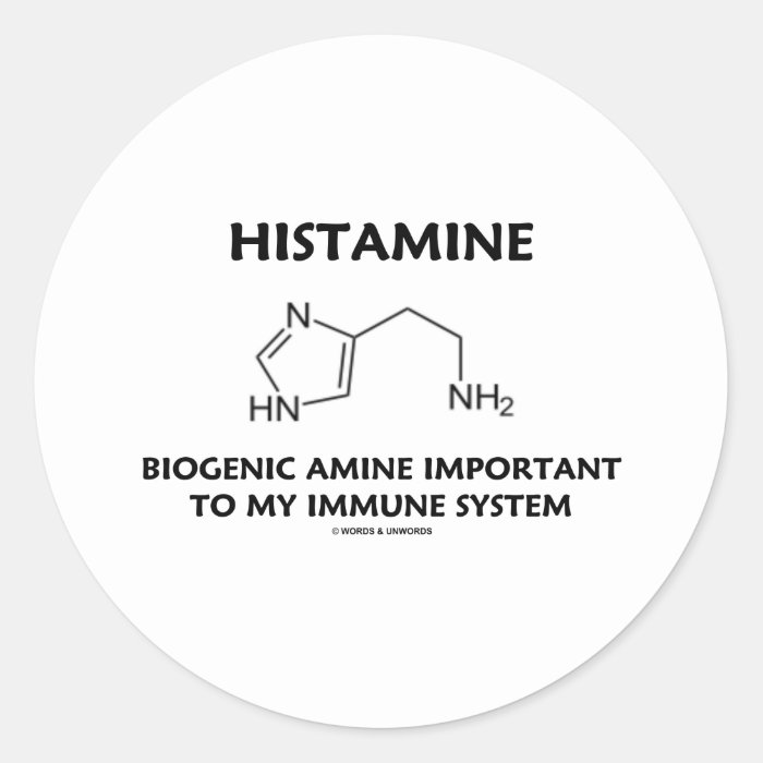 Histamine Biogenic Amine Important Immune System Round Stickers