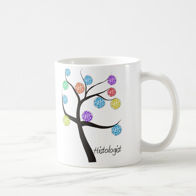 Histologist Tree Design Microscopic Cell Leaves Coffee Mug (Right)