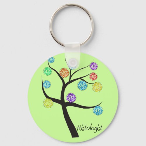 Histologist Tree Design Microscopic Cell Leaves Keychain