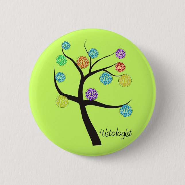 Histologist Tree Design Microscopic Cell Leaves Pinback Button (Front)