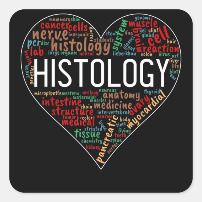 Histology Histotechnician Heart Words Text Definit Square Sticker (Front)