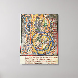 Historiated initial 'B' depicting King David Canvas Print