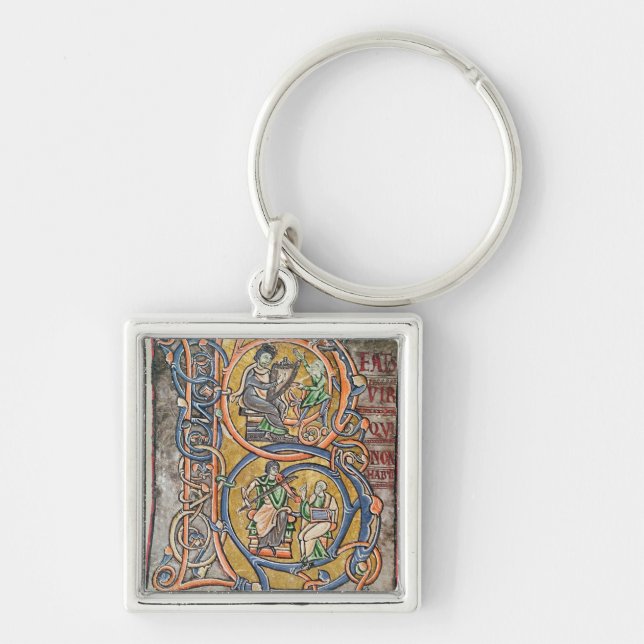Historiated initial 'B' depicting King David Keychain (Front)