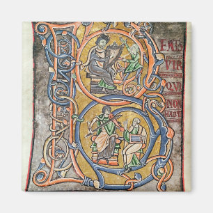 Historiated initial 'B' depicting King David Magnet