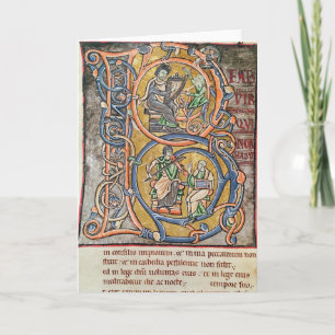 Historiated initial 'B' depicting King David Note Card