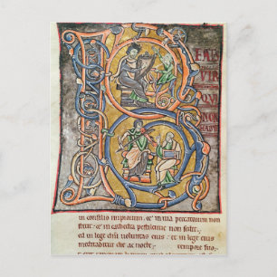 Historiated initial 'B' depicting King David Postcard